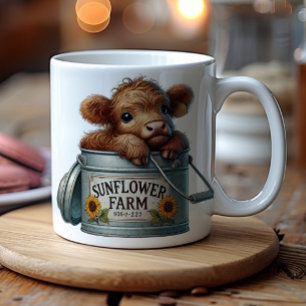 Caneca De Café Fazenda de Girassóis da Vaca das Terras Altas Bebê
