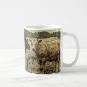 Caneca De Café Fazenda de Leite Russo Animal Castanho Suíço Vaca 