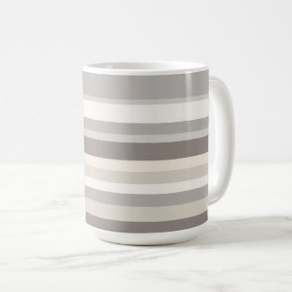 Caneca De Café Fazenda listrada de creme e cinza Taupe elegante