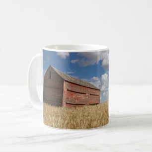 Caneca De Café Fazendas Velho Red Barn no Campo de Trigo