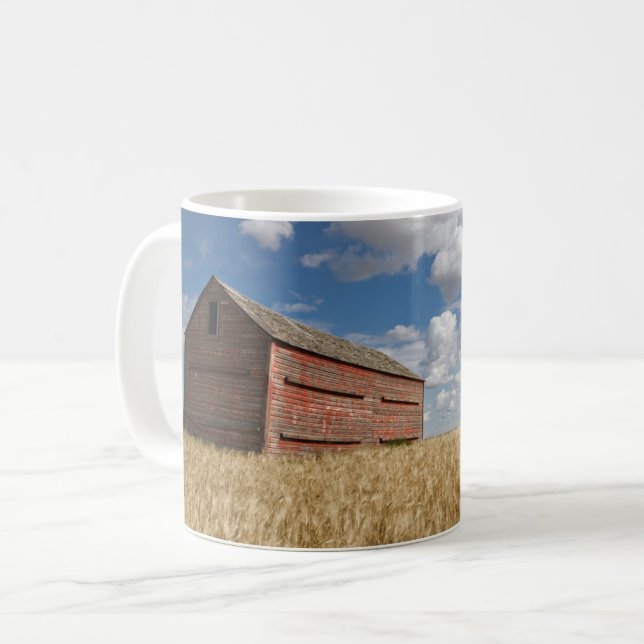 Caneca De Café Fazendas | Velho Red Barn no Campo de Trigo (Frente Esquerda)