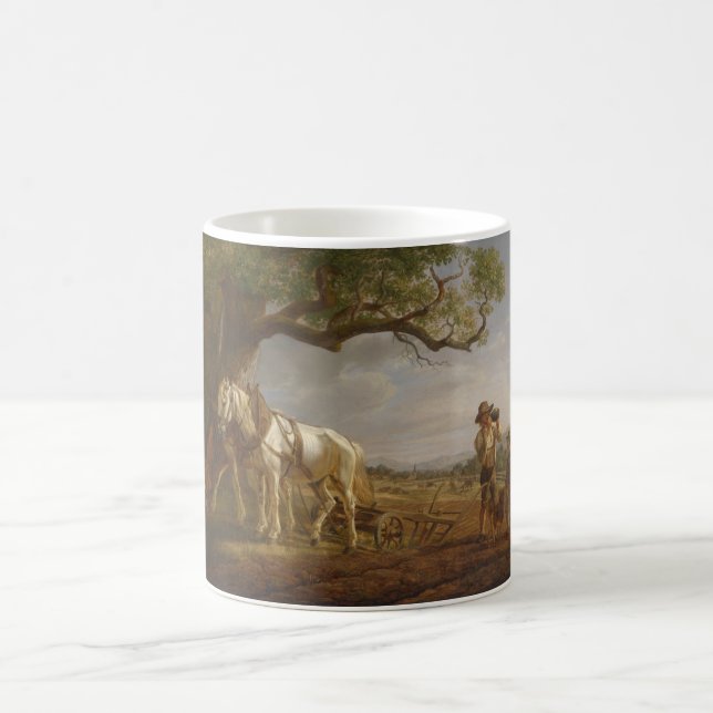Caneca De Café Fazendeiros Descansados em Campo com Cavalos e Flo (Centro)