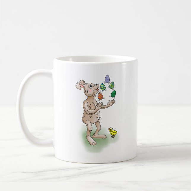Caneca De Café Fazendo malabarismo com Bunny da Páscoa (Esquerda)