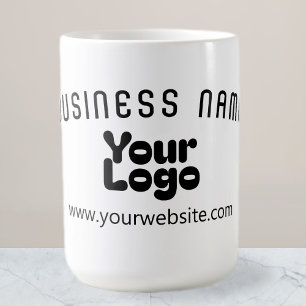 Caneca De Café Fazer upload do logotipo Retro-Modern Branco & Pre