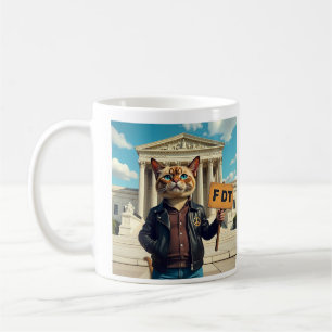 Caneca De Café FDT Cat na Jaqueta de couro