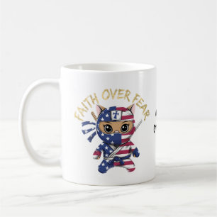 Caneca De Café Fé Acima do Medo Inspirador Cristão Personalizado