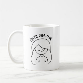 Caneca De Café Fé Acima do Medo - Mensagem Inspiradora e Positiva