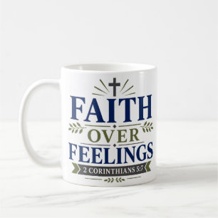 Caneca De Café Fé Acima dos Sentimentos Citação Diária de Fé