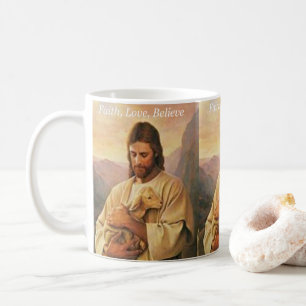 Caneca De Café Fé, Amor, Cérebro, Jesus Mug
