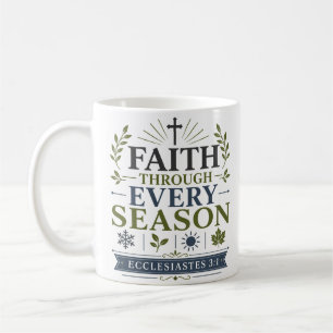 Caneca De Café Fé Através de Todas as Estações Versículo Bíblico