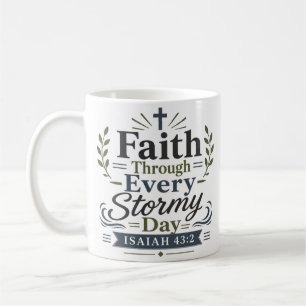 Caneca De Café Fé Através de Todos os Dias Tempestuosos Citação d
