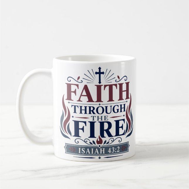 Caneca De Café Fé Através Do Fogo Citação Da Fé Cristã (Esquerda)