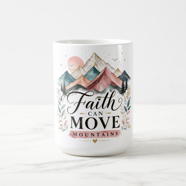 Caneca De Café Fé Cristã Inspiradora Pode Mover Montanhas (Centro)