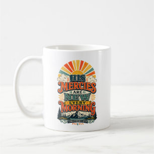 Caneca De Café Fé Cristã Retro Sunrise Escrito Sagrado da Manhã