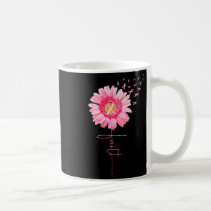 Caneca De Café Fé de Margarida de Fita Rosa - Consciência do Canc