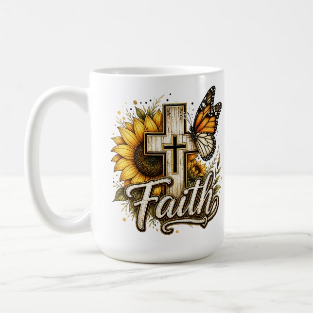 Caneca de Café Fé e Girassóis (Esquerda)