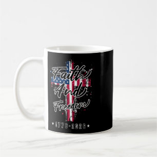 Caneca De Café Fé E Liberdade América 1776-2026 Retrô Patriótico