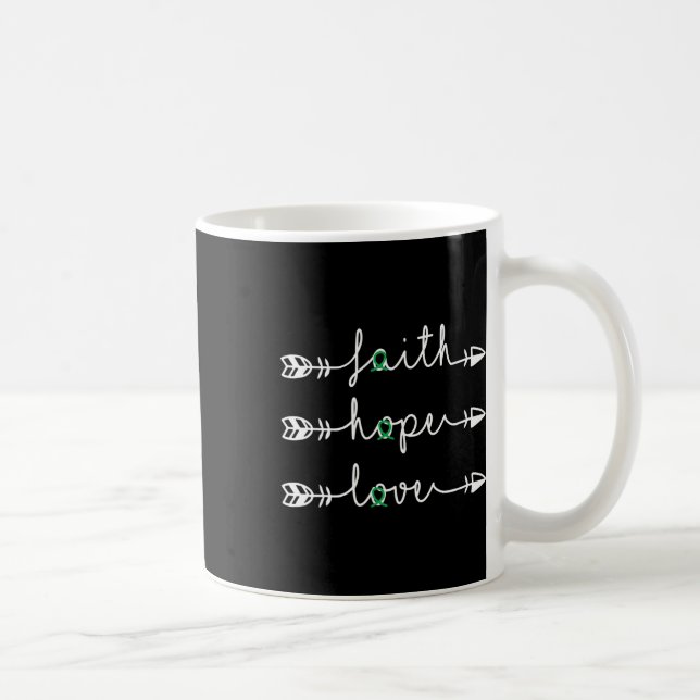 Caneca De Café Fé Esperança Amor Faixa Verde Conscientização da D (Direita)