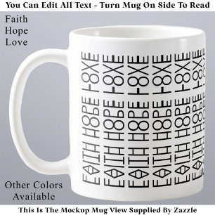 Caneca De Café Fé Esperança Amor Mensagem Oculta Moderna Personal