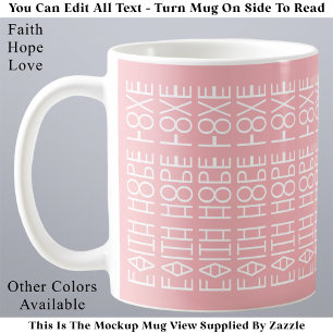 Caneca De Café Fé Esperança Amor Rosa Moderno Mensagem Oculta Per