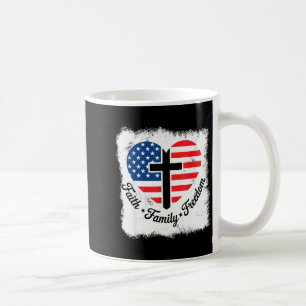 Caneca De Café Fé Família Dom EUA Bandeira Cruz Coração Patriótic
