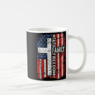 Caneca De Café Fé Família Dom Patriótico Cristão Vintage EUA