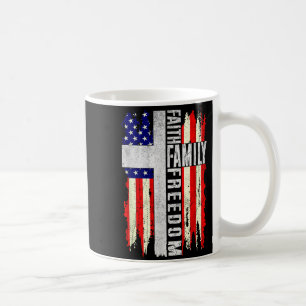 Caneca De Café Fé Família Dom - Patriótico Cristão Vintage EUA