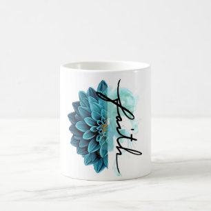 Caneca De Café Fé Floral Azul
