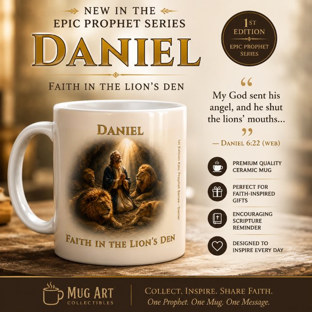 Caneca De Café Fé na Cova dos Leões – Daniel 6:22 Escritura (Criador carregado)