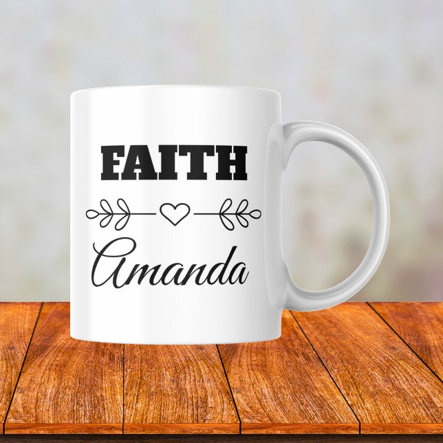 Caneca De Café Fé Personalizada Coração Cristão (Criador carregado)