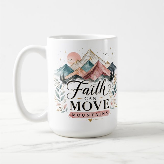 Caneca de Café Fé Pode Mover Montanhas (Esquerda)