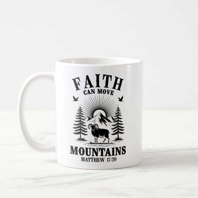 Caneca De Café Fé Pode Mover Montanhas Mateus 17:20 Bíblia Chris (Esquerda)