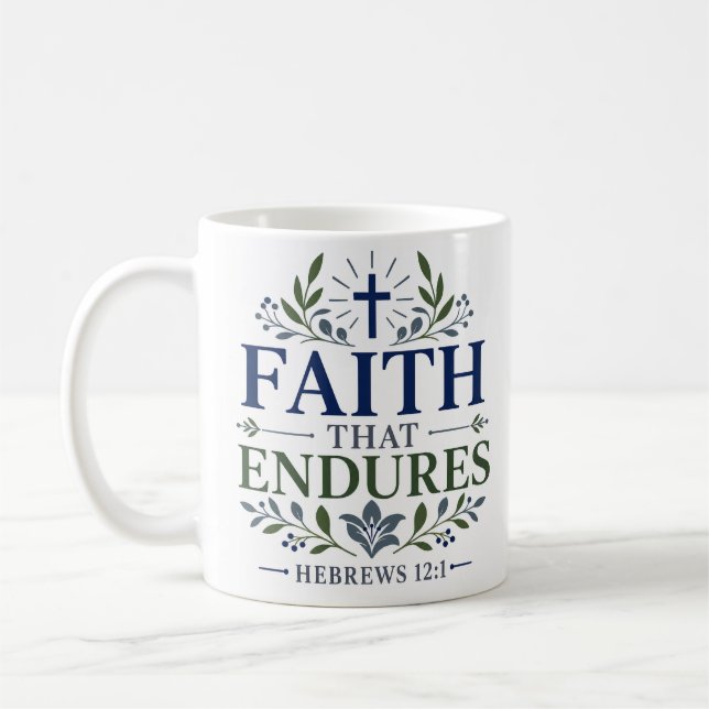 Caneca De Café Fé que Resiste Citação de Encorajamento Espiritual (Esquerda)