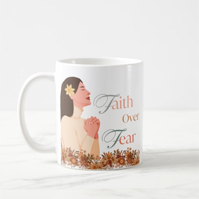 Caneca De Café Fé sobre medo, fé inspirada na Clássica Mug 11oz (Esquerda)