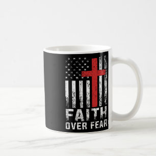 Caneca De Café Fé Sobre o Medo Bandeira Americana Cristã Mulheres