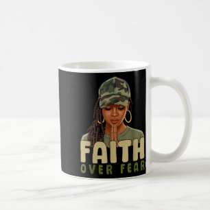 Caneca De Café Fé Sobre o Medo Camuflagem Cristã Afro-Americana