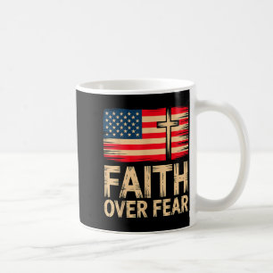 Caneca De Café Fé Sobre o Medo Cruz Bandeira Americana