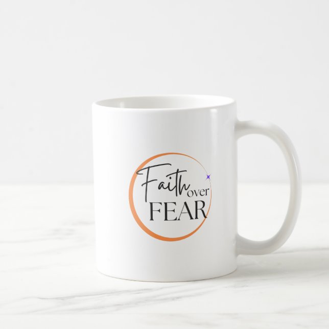 Caneca De Café Fé sobre temor mug - decolagem cristã inspiradora (Direita)