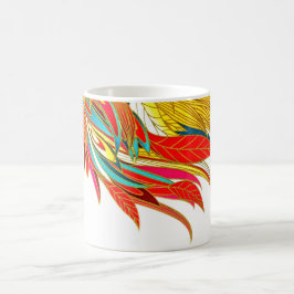 Caneca De Café Feather elegante abstrato art, cor de laranja, tei