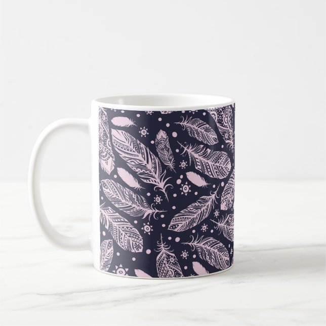 Caneca De Café Feathery Fantasy: Criação de Padrões Românticos (Esquerda)