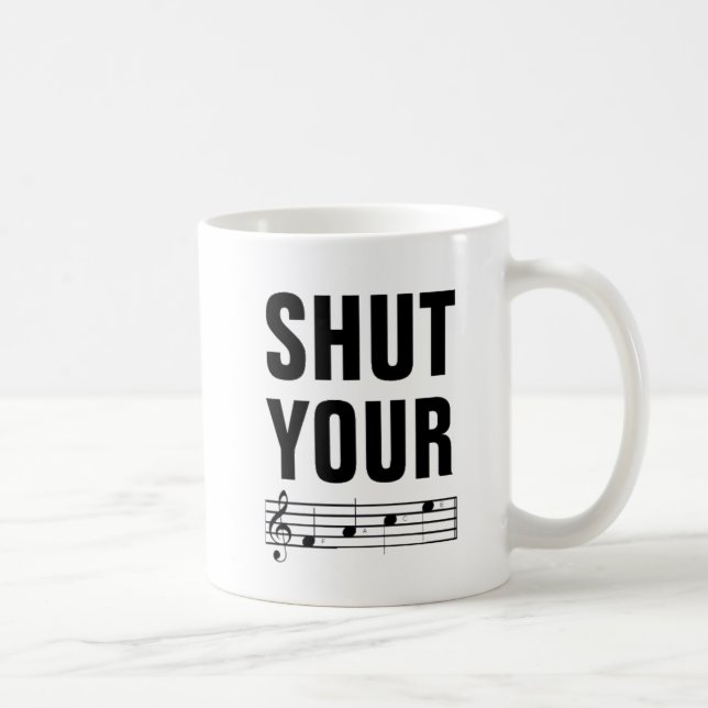 Caneca De Café Feche suas notas da música da cara (Direita)