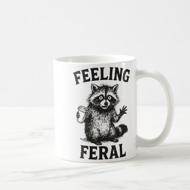 Caneca De Café Feeling Feral Raccoon Drink Coffee Funny Trash Pan (Direita)