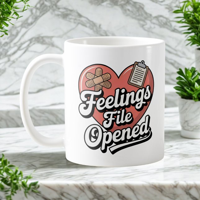 Caneca De Café Feelings File Opened | Self-Aware Healing Humor   (Criador carregado)