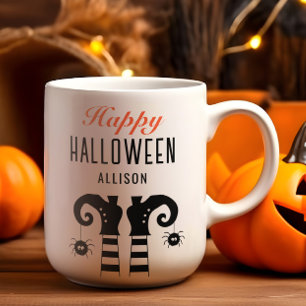 Caneca De Café Feet de Bruxa Feliz de Halloween Personalizado