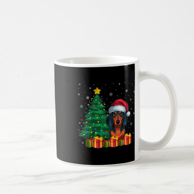 Caneca De Café Feia Dachshund Santa Hat Luzes De Natal Amor (Direita)
