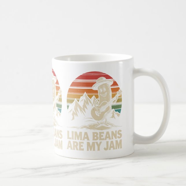Caneca De Café Feijão Lima Engraçado Tocando Pun de Guitarra Retr (Direita)