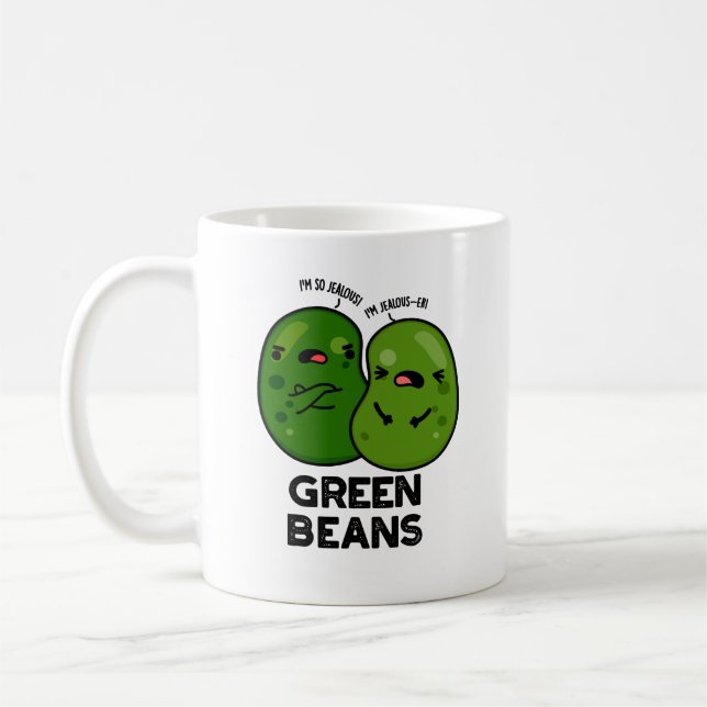 Caneca De Café Feijão Verde Engraçado Ciumento Bean Pun (Esquerda)