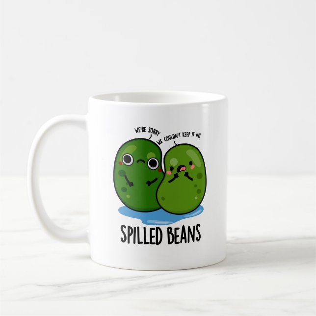 Caneca De Café Feijões Espalhados Engraçado Veggie Bean Pun (Esquerda)