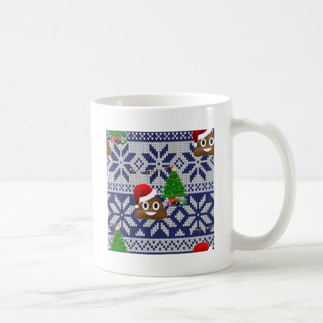 Caneca De Café feio cocô de suéter de Natal emoji (Direita)