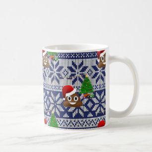 Caneca De Café feio cocô de suéter de Natal emoji